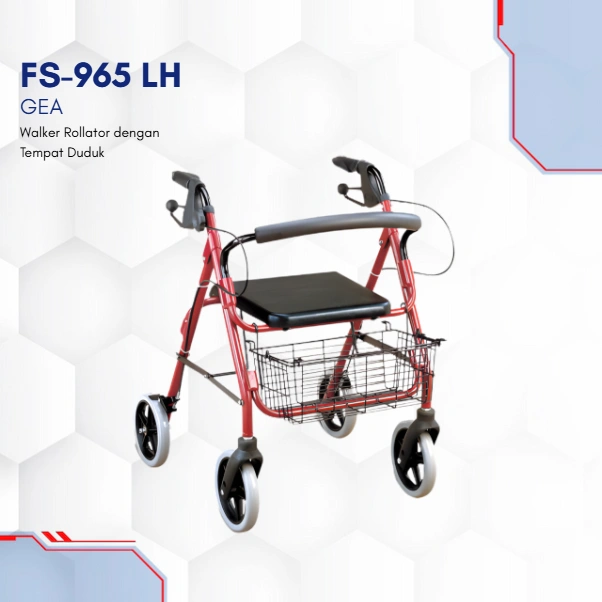 FS-965 LH GEA Walker Rollator dengan Tempat Duduk Roda 4
